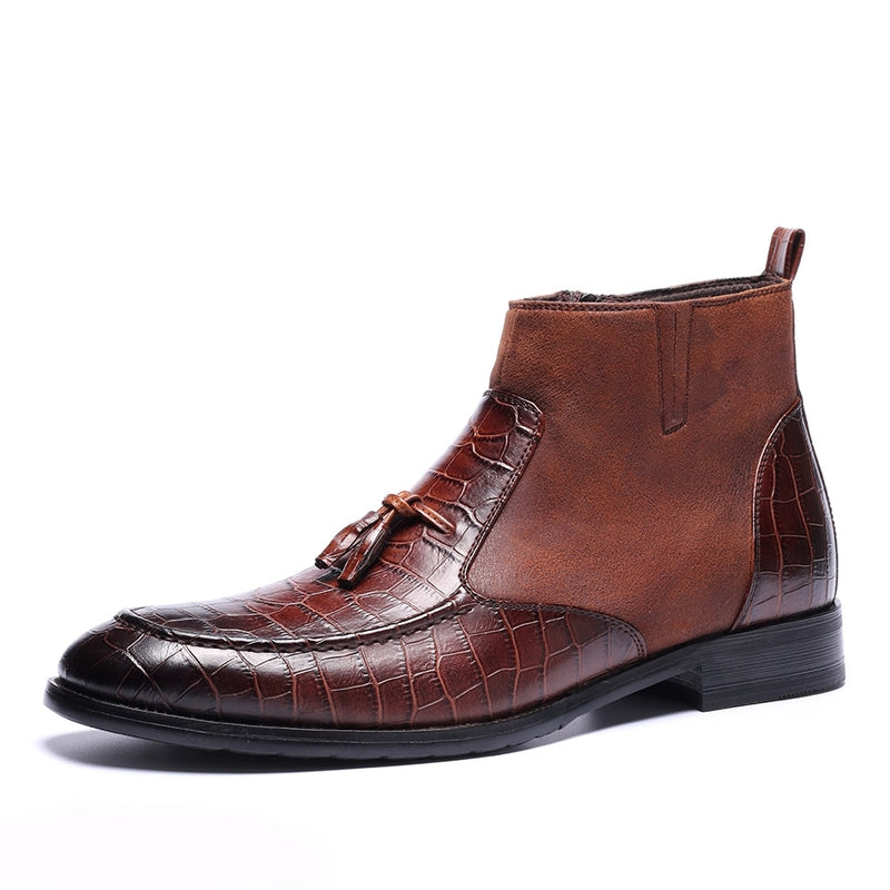 Men's Luxurious Faux Leather Ankle Boots