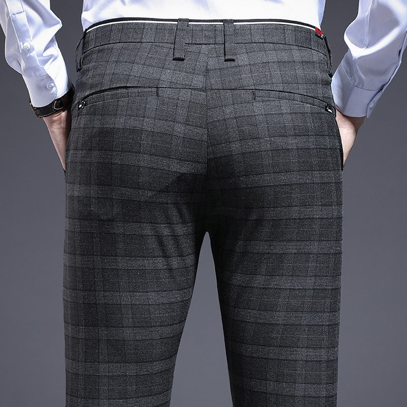 ICPAN Men's Fit Plaid Formal Suit Pants
