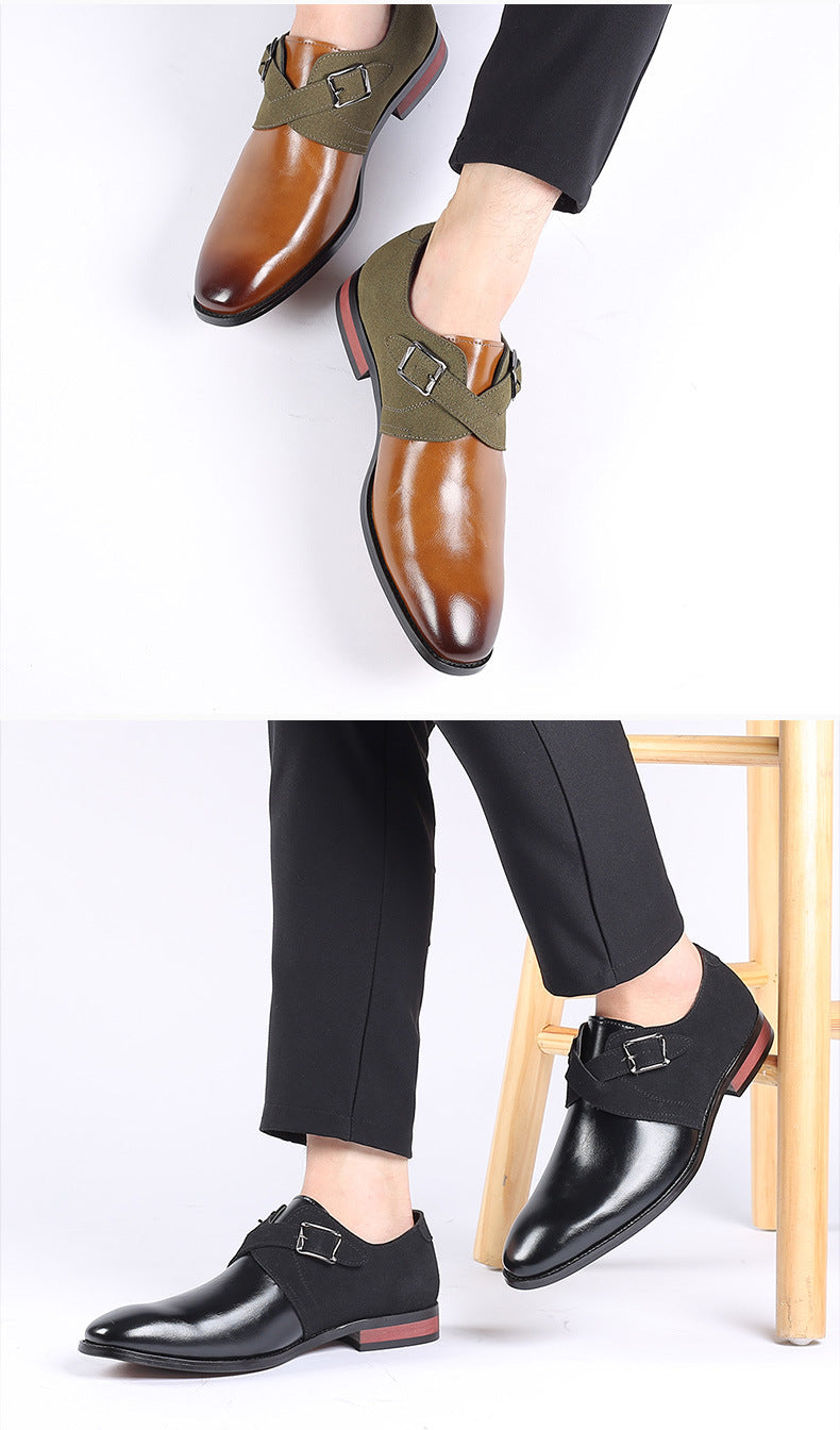 TAC Zapatos Oxford formales con hebilla de piel sintética para hombre