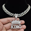 CROWN Pendentif pour homme Iced Out Collier