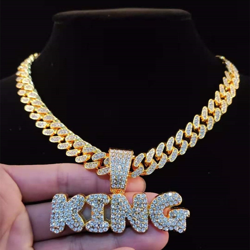 KING Pendentif pour homme Iced Out Collier