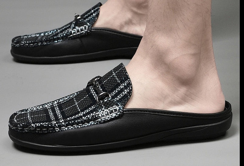 KAR Men's Fashion Genuine Leather Backless Loafers