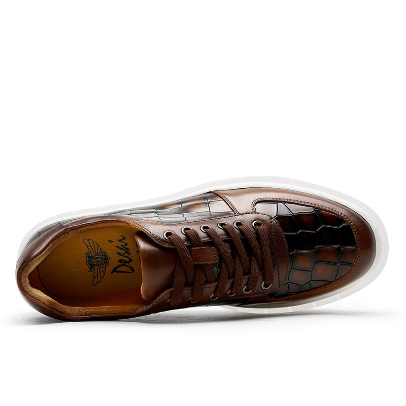 DESAI Men's Luxury Genuine Leather Thick Sole Sneakers