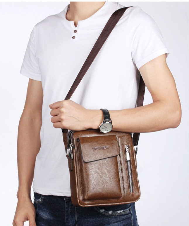 WEIXIER Men's Multi-Function PU Leather Shoulder Bag