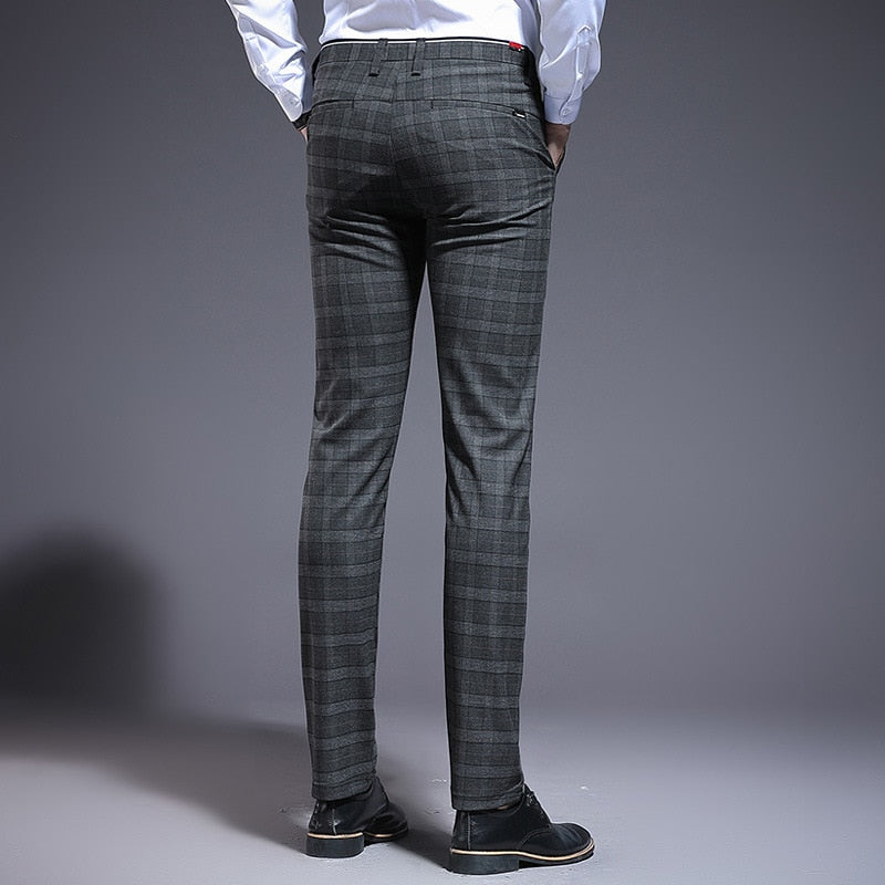 ICPAN Men's Fit Plaid Formal Suit Pants