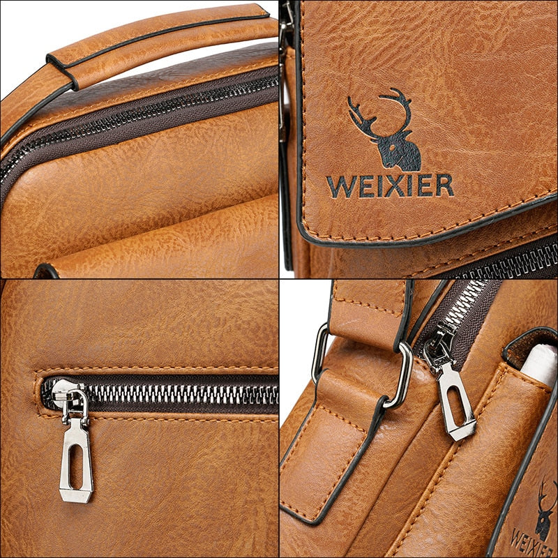 WEIXER Men's Crossbody PU Leather Bag
