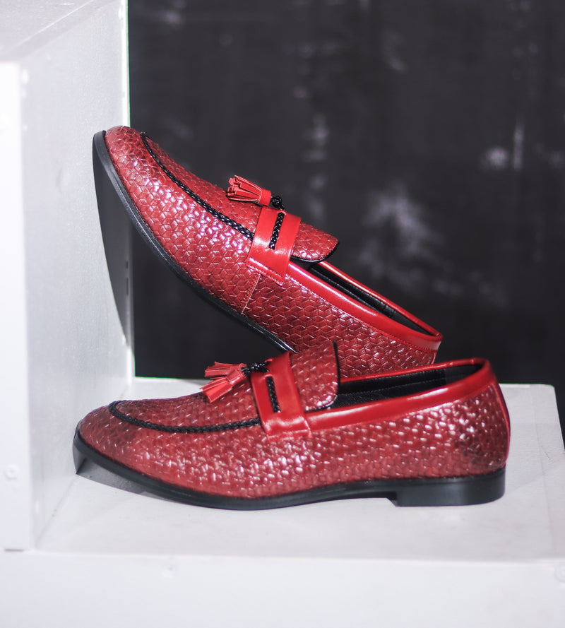 Men's Tassel Plaid Faux Leather Loafers