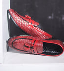 Mocasines de piel sintética a cuadros con borlas para hombre