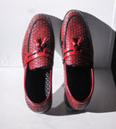 Mocasines de piel sintética a cuadros con borlas para hombre