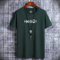 HELLO Men's Letter Printed 100% Cotton T-Shirt