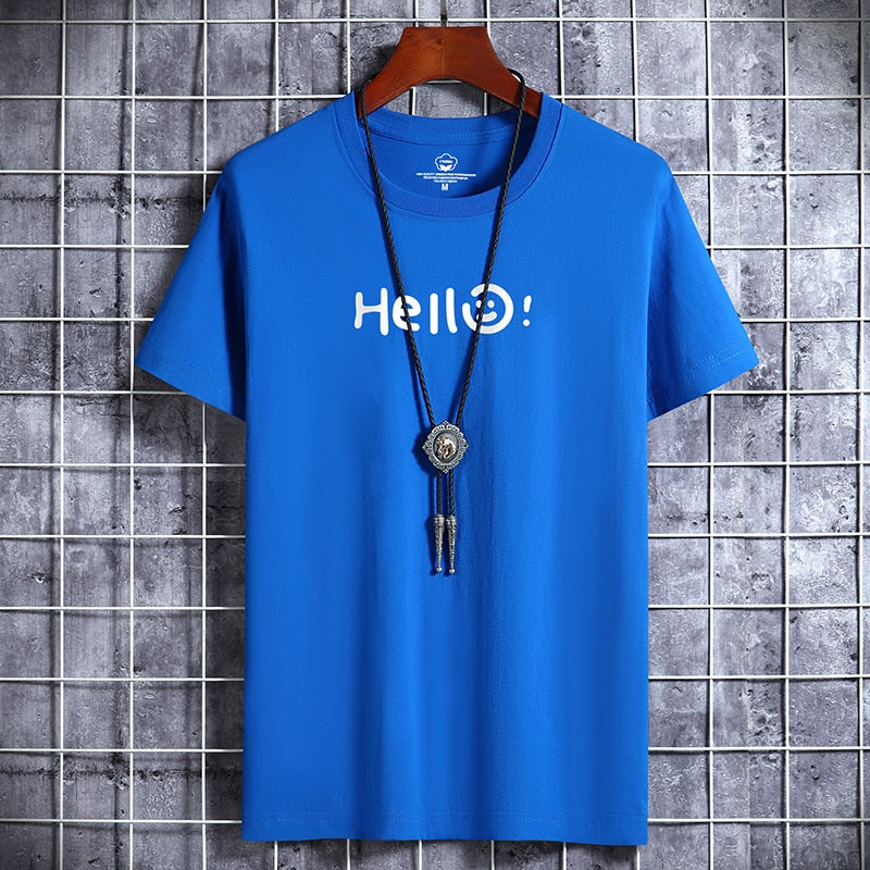 HELLO T-shirt 100 % coton imprimé lettre pour homme 