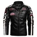 Veste en similicuir brodée pour moto vintage pour hommes