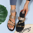 Sandales plates décontractées en cuir verni pour femmes