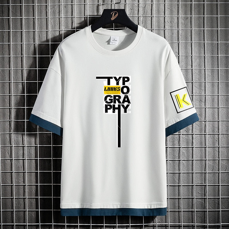 Camiseta clásica informal de cadera para hombre TYPO
