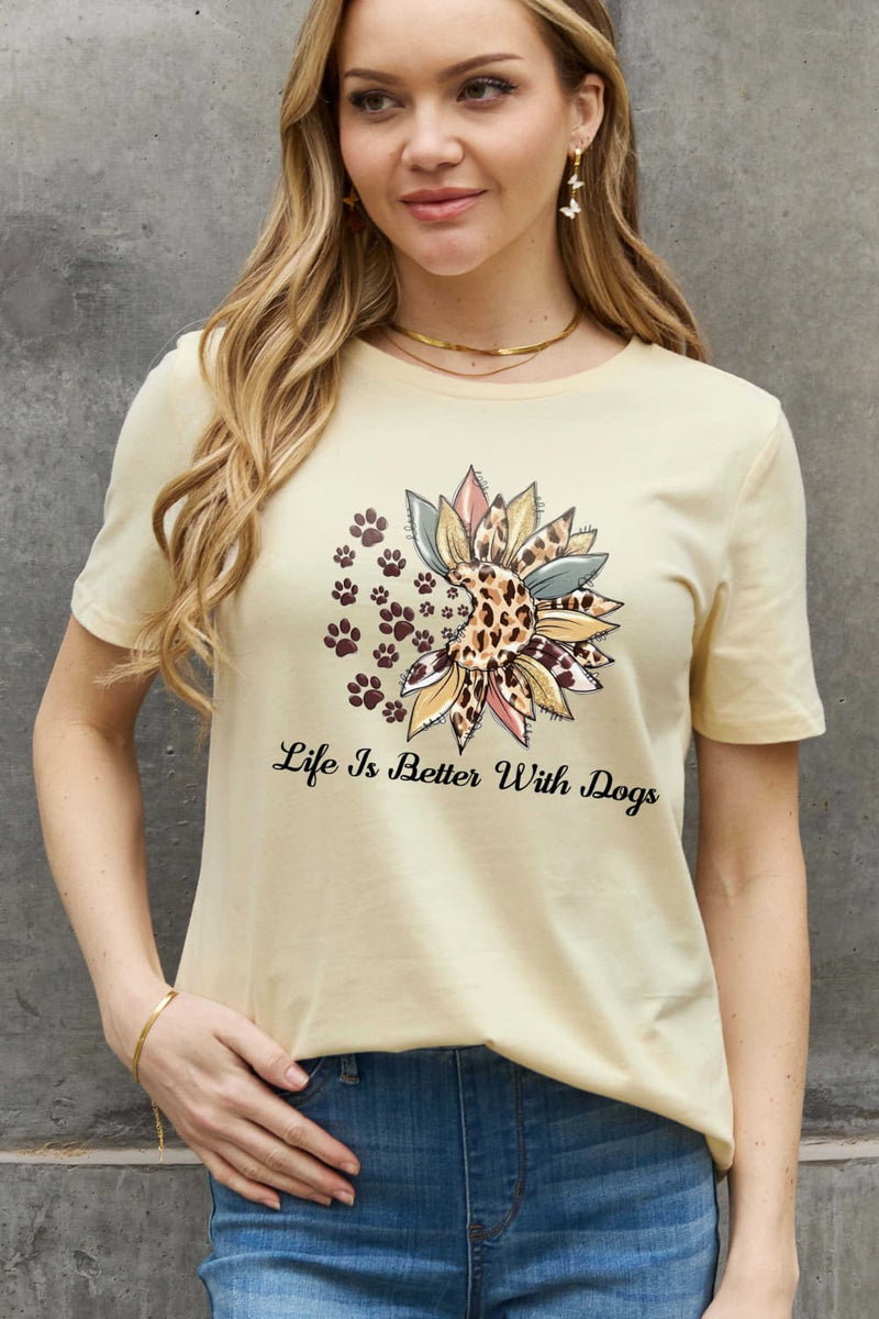 Simply Love Simply Love Full Size LIFE IS BETTER WITH DOGS Graphic Cotton Tee