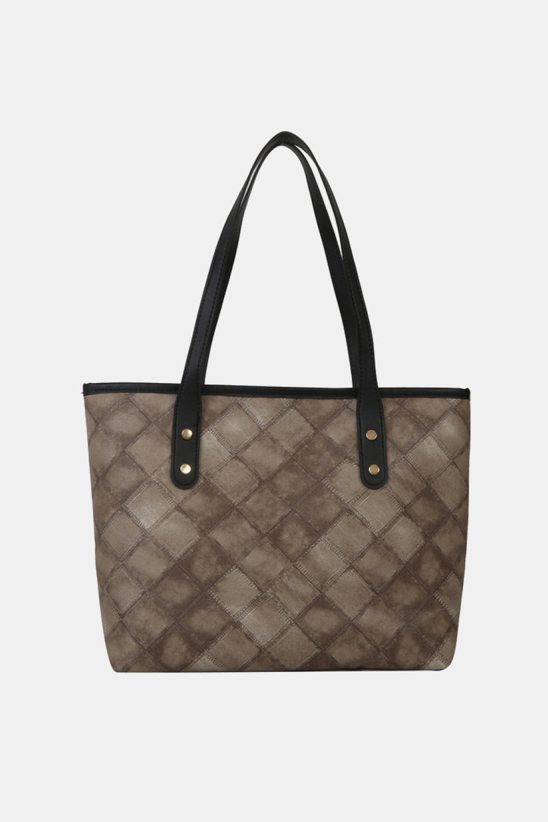 Plaid PU Leather Tote Bag