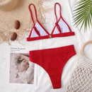 Conjunto de bikini acanalado con tirantes finos