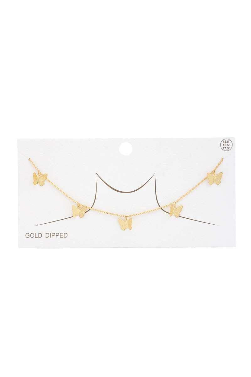 Butterfly Charm Gold Dipped Necklace - AM APPAREL