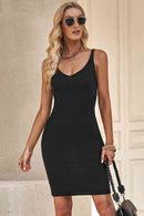 Robe côtelée sans manches à col en V