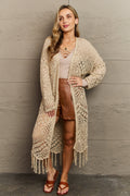 HEYSON Boho Chic Cardigan à franges en tricot occidental pleine taille