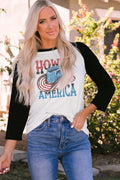 T-shirt graphique HOWDY AMERICA à manches raglan et col rond