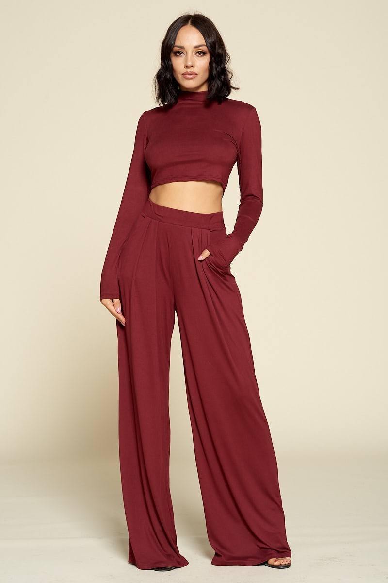 Casual Solid Color Two Piece Set - AM APPAREL
