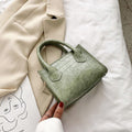 Classic Texture Faux Leather Handbag - AM APPAREL