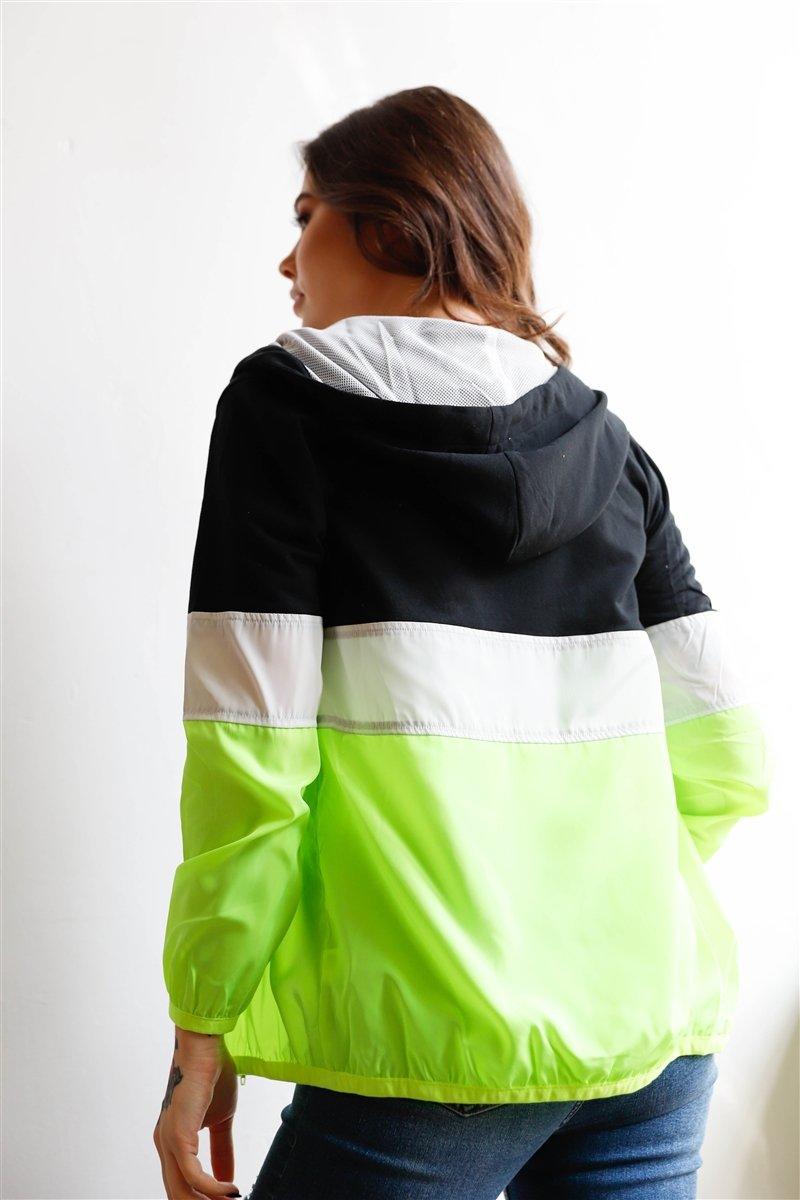 Colorblock Zip-up Hooded Wind Jacket - AM APPAREL