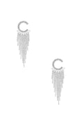 Crystal C Shape Baguette Fringe Earring - AM APPAREL