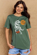T-shirt en coton avec motif squelette de dinosaure, grande taille, Simply Love