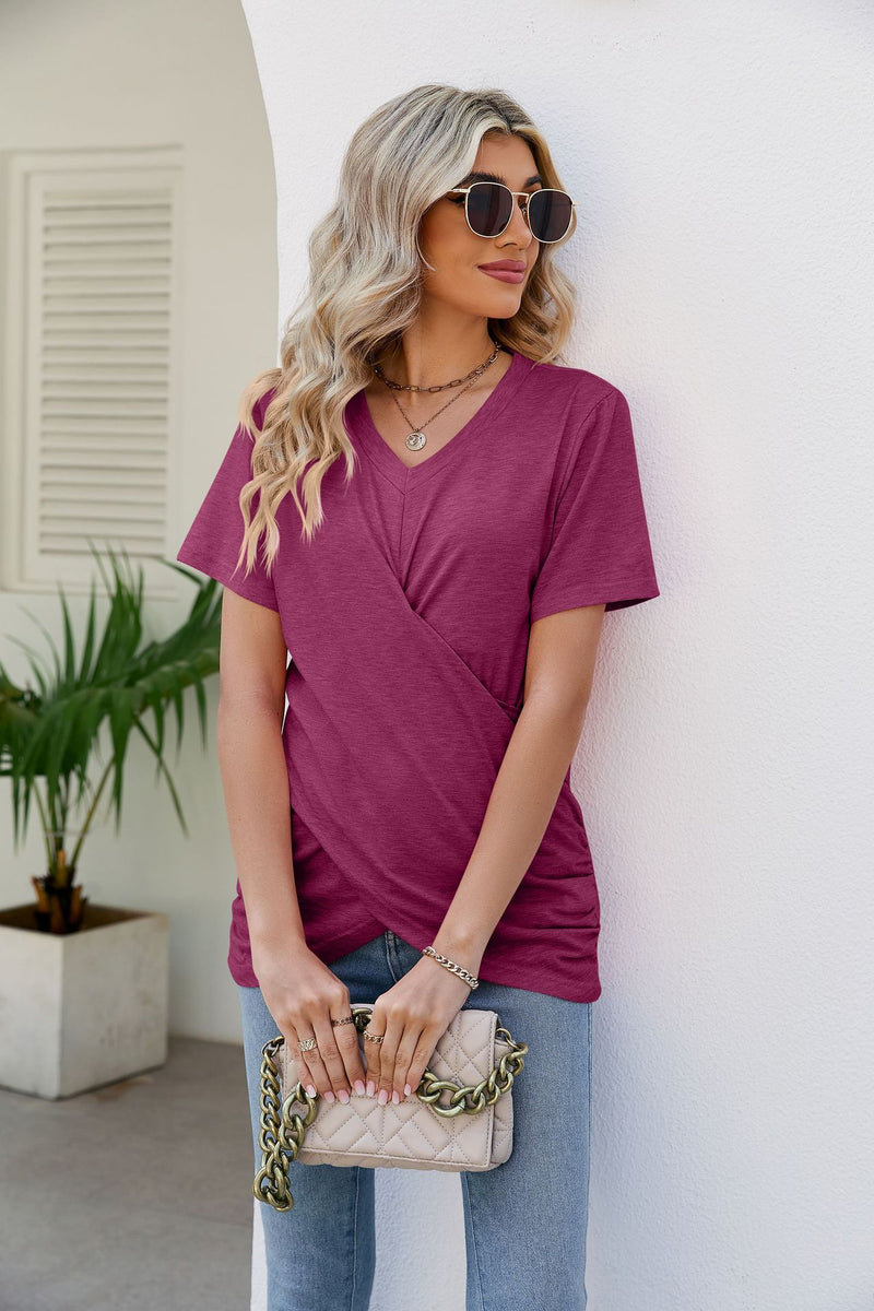 V-Neck Crisscross Short Sleeve Tee