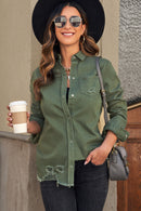 Veste en jean boutonnée effet vieilli