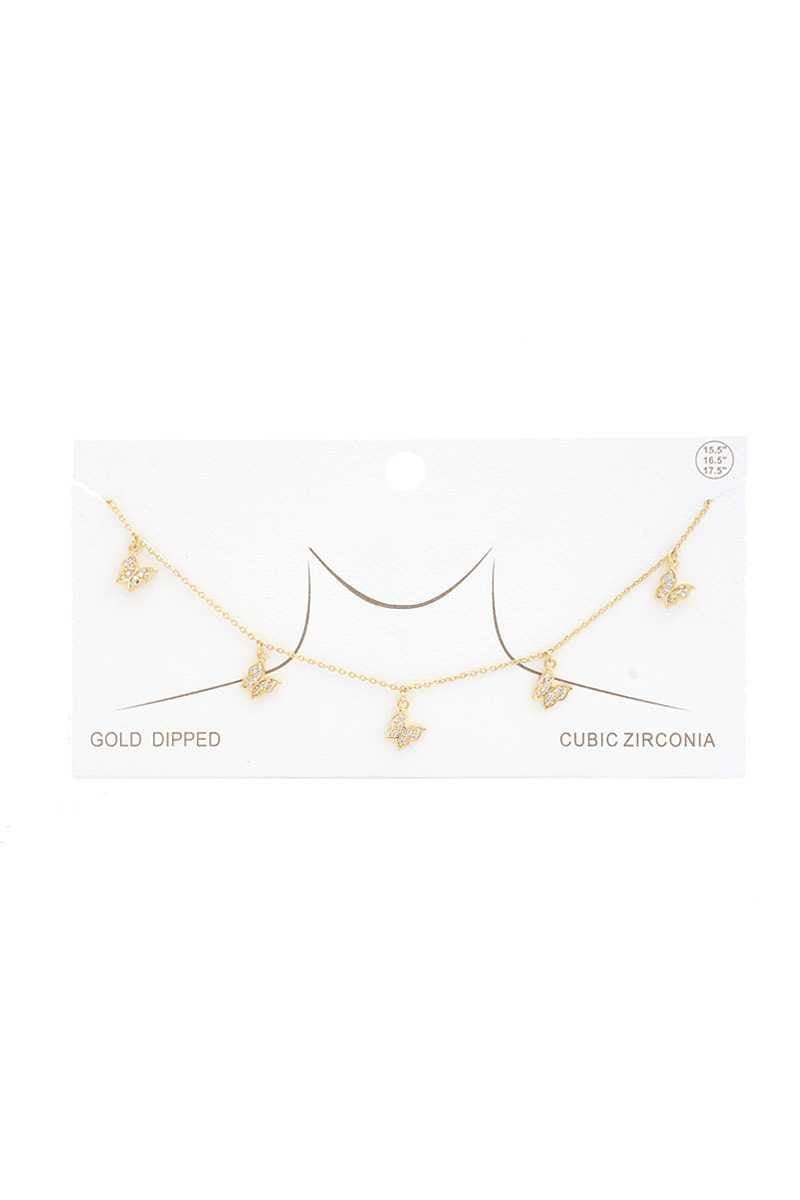 Dainty Butterfly Charm Gold Dipped Necklace - AM APPAREL