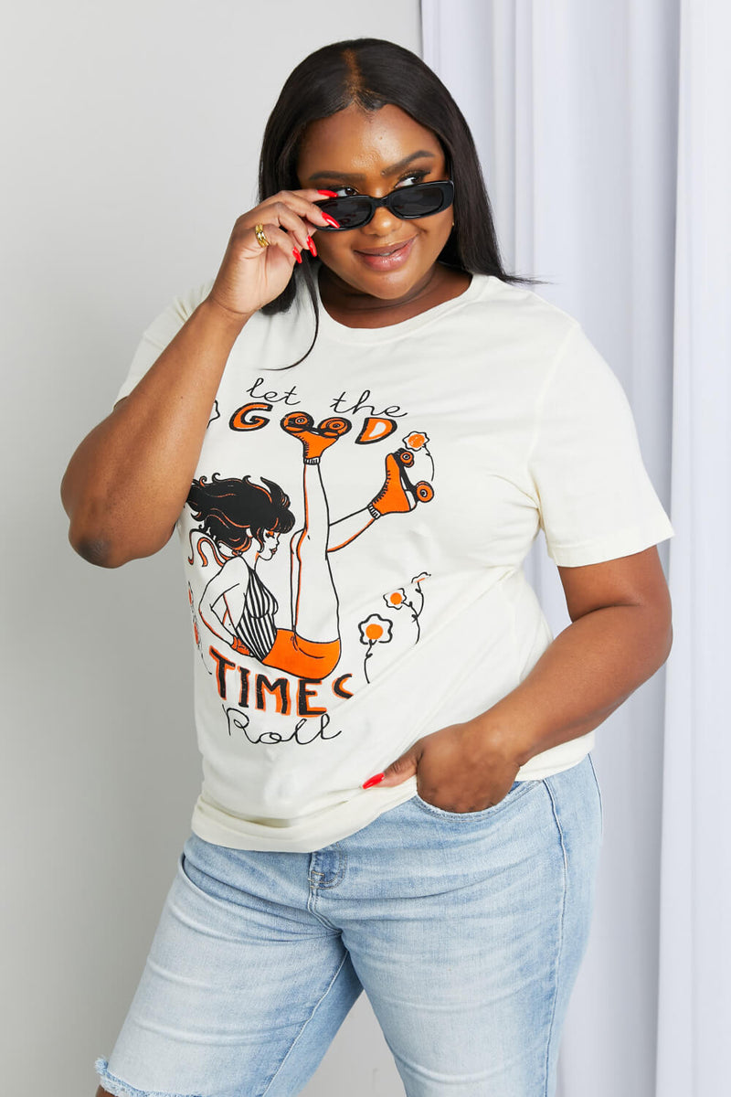 mineB Taille réelle LET THE GOOD TIMES ROLL T-shirt graphique