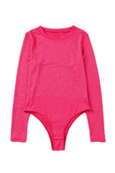 Body à manches longues et col rond avec strass