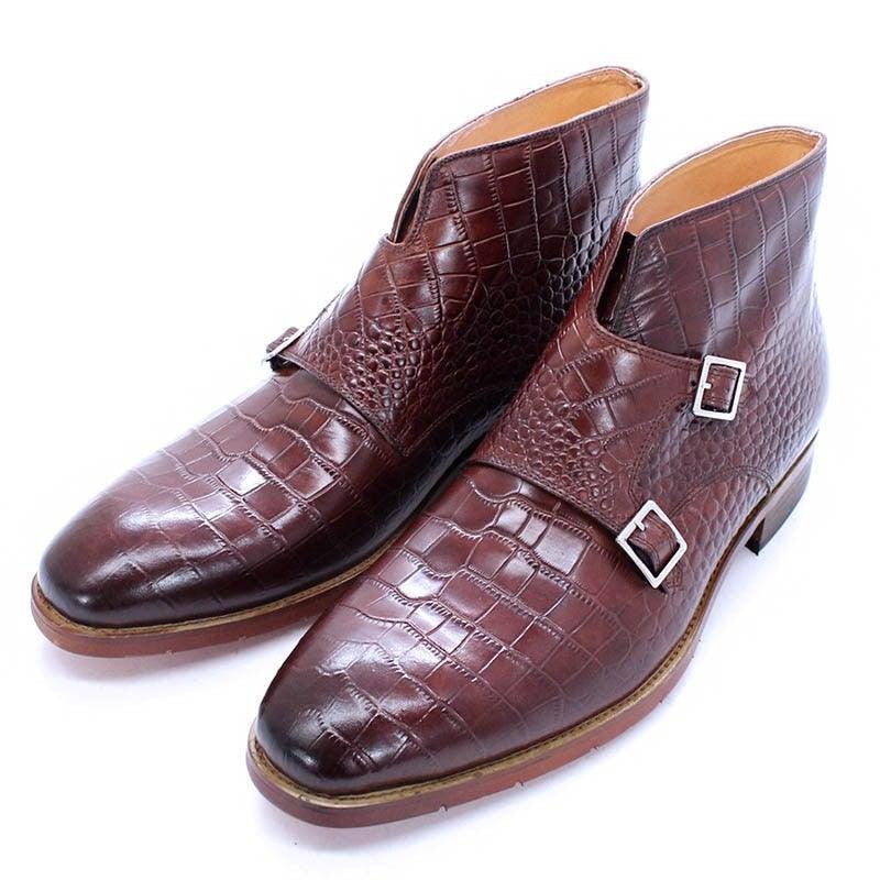 DW Men's Fashion Genuine Leather Monk Strap Boots - AM APPAREL