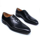 DW Men's Genuine Leather Brogue Wingtip Oxfords - AM APPAREL