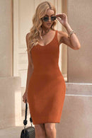 Robe côtelée sans manches à col en V