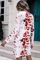 Robe torsadée à manches longues à carreaux arc-en-ciel