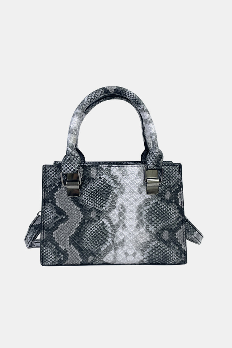 Snakeskin Print PU Leather Handbag