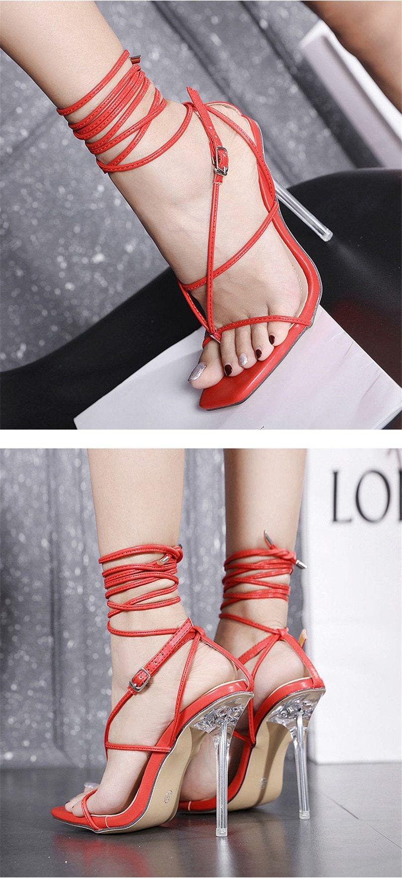 Extra Elegant Ankle Strappy Party High Heels - AM APPAREL