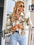 Plaid Button Front Dropped Shoulder Collared Jacket