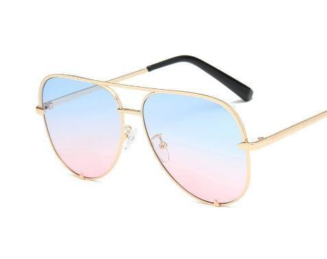 Fashion Gradient Metal Frame Unisex Sunglasses - AM APPAREL