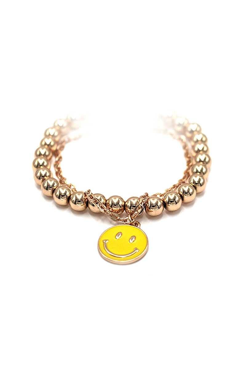 Fashion Smiley Face Metal Bead Bracelet - AM APPAREL