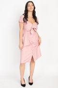 Front Tie Cutout Smocked Dress - AM APPAREL