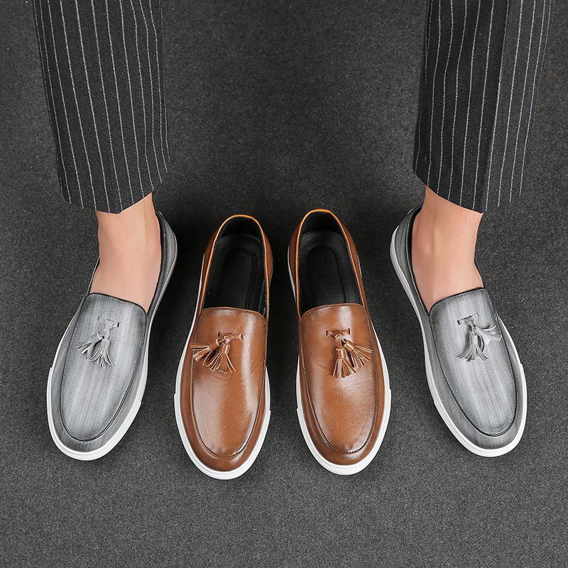 Italian Men's Formal PU Leather Loafers - AM APPAREL