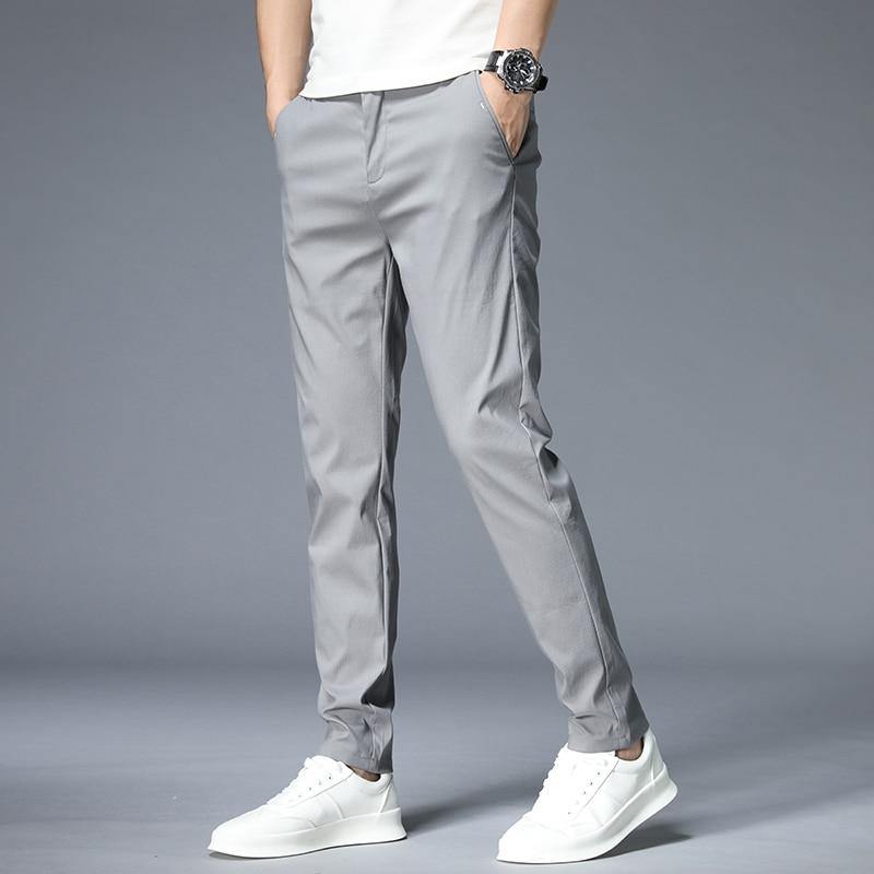 JANTOUR Men's Solid Color Casual Pants - AM APPAREL