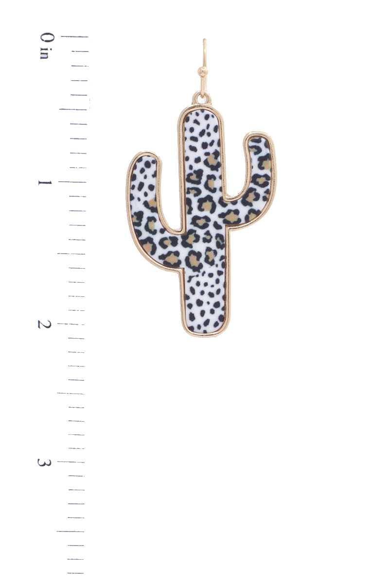 Leopard Pattern Cactus Shape Earring - AM APPAREL
