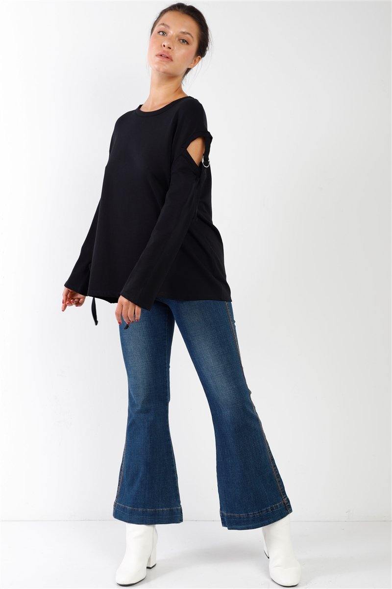 Long Sleeve Cut-out Sweater - AM APPAREL
