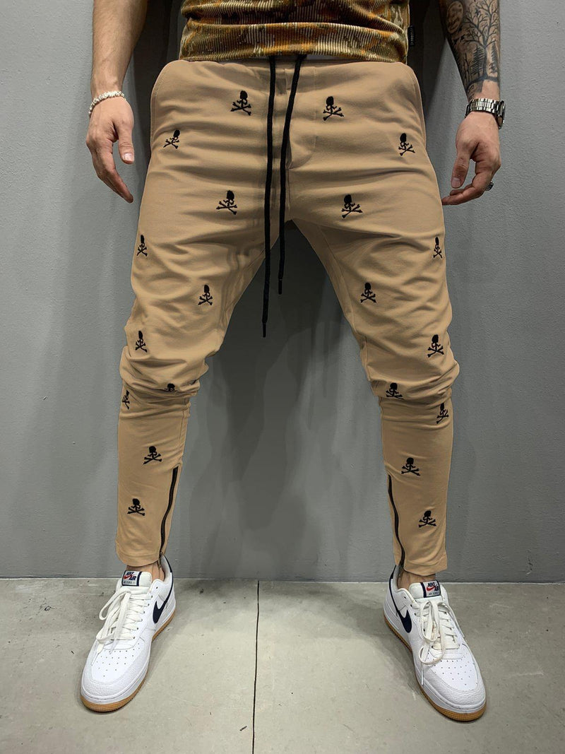 Men's 3D Print Casual Slim Fit Zipper Pants - AM APPAREL